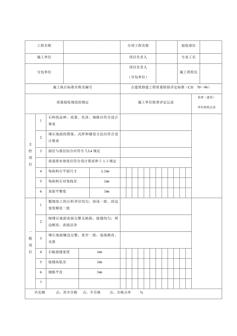 (工程质量)某某古建筑工程施工检验批质量验收记录_第4页