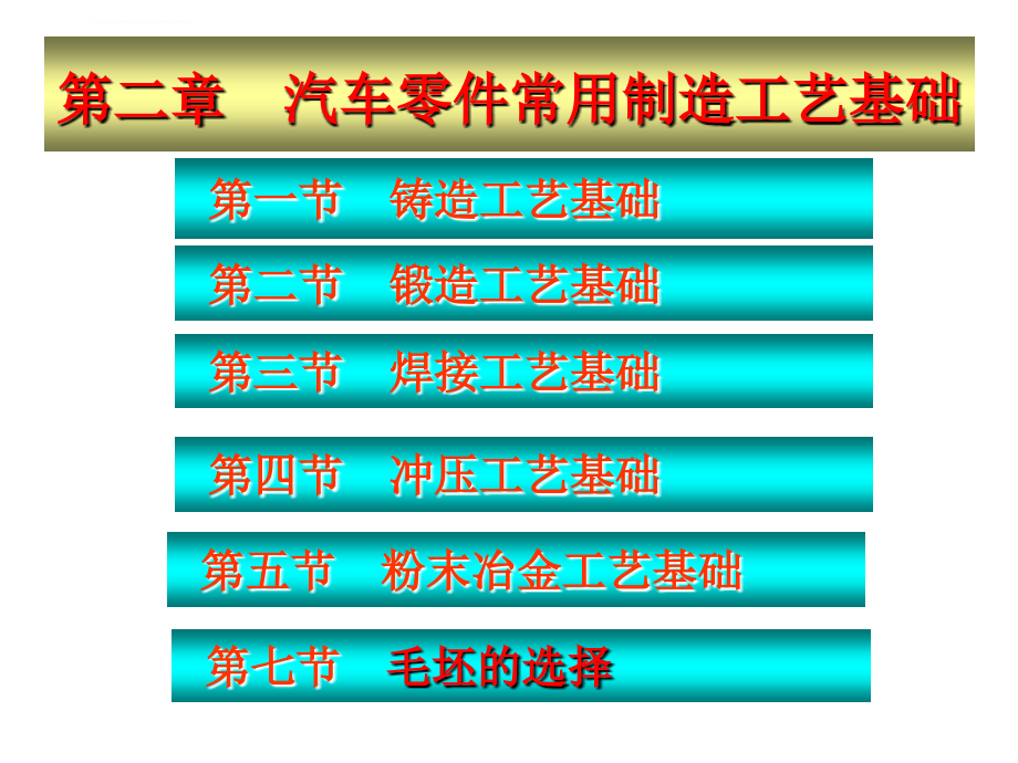 第2章 汽车零件常用制造工艺基础知识_第1页