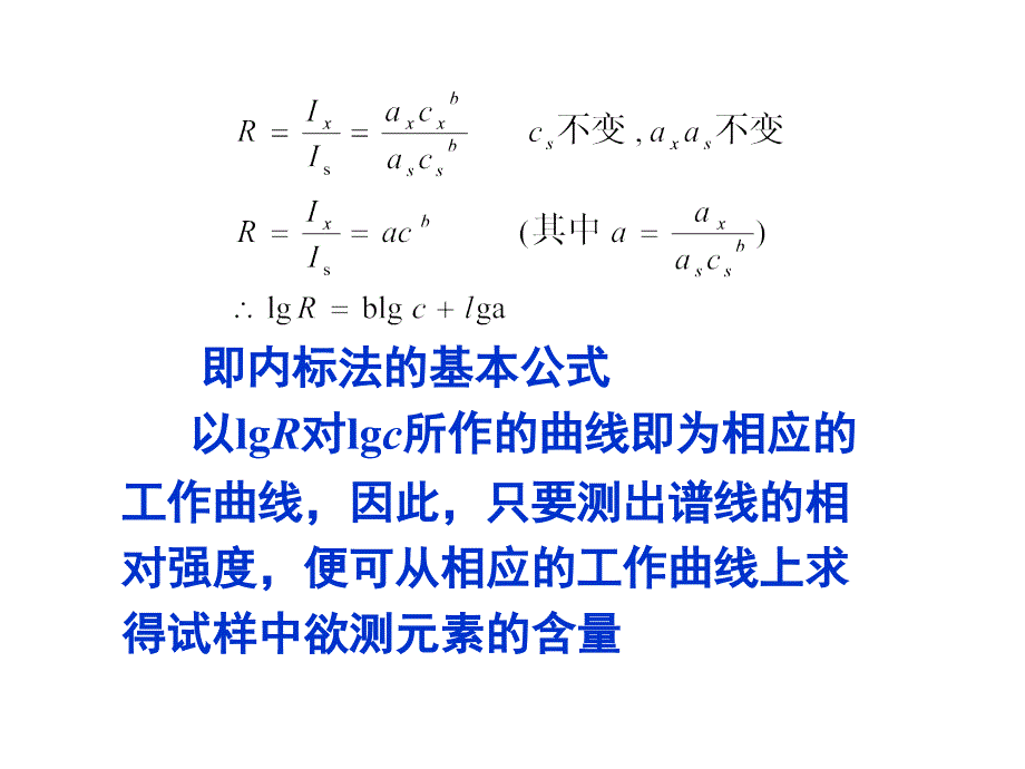 §34 定量分析一、基本公式：I = acb S = γblgc-i （摄谱法）课件_第4页