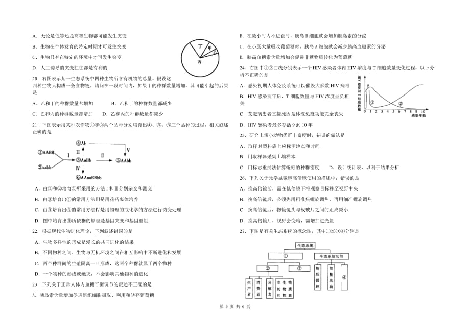 (生物科技)某某某年某某学业水平测试生物模拟试题1)_第3页