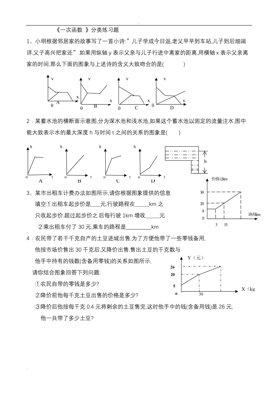 一次函数分类练习题_第1页