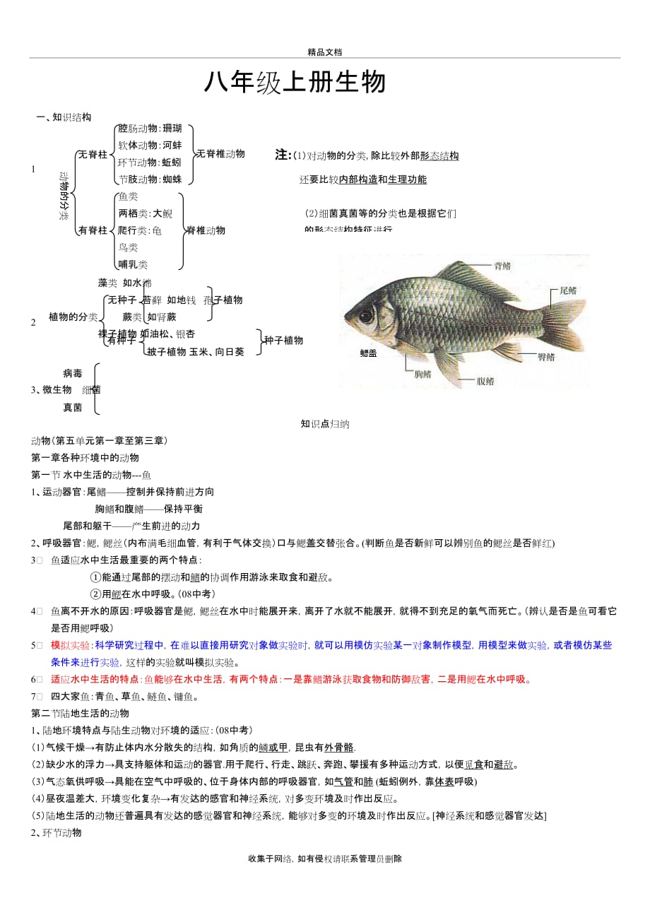 八年级生物上册知识点总结(全面)讲解学习_第2页