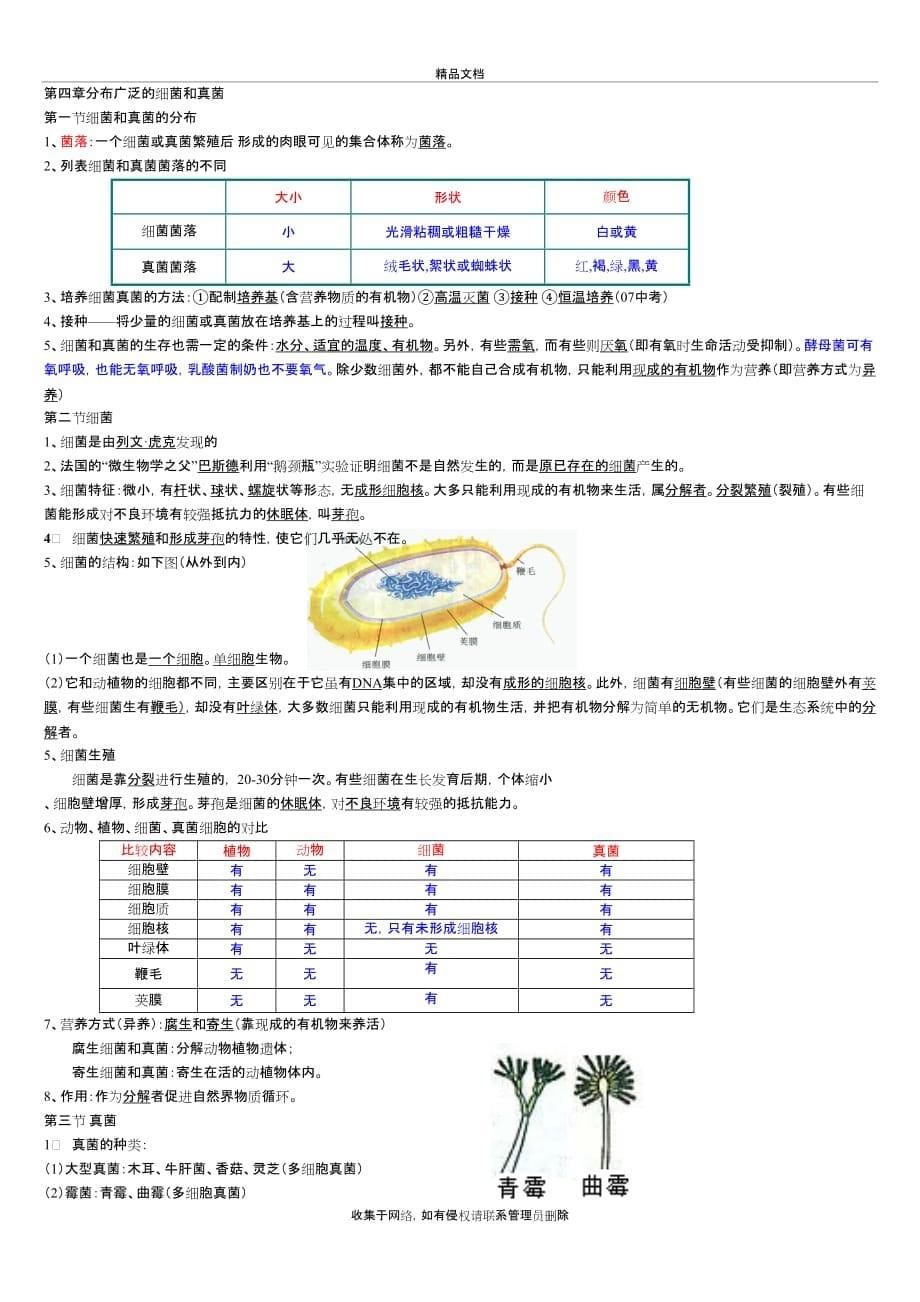 八年级生物上册知识点总结(全面)讲解学习_第5页