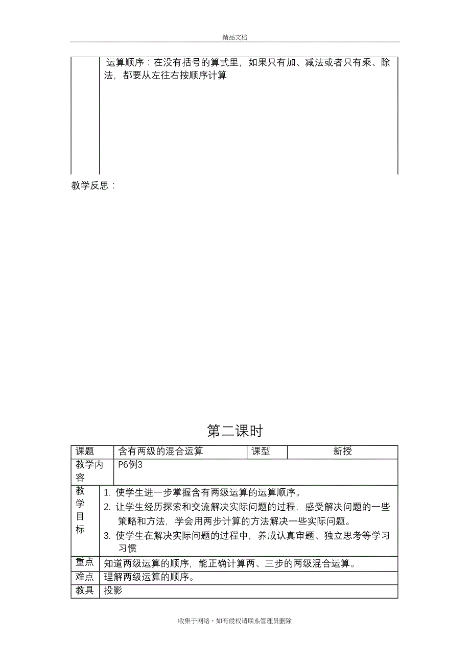 人教版四年级下册数学教案表格式教案培训讲学_第4页