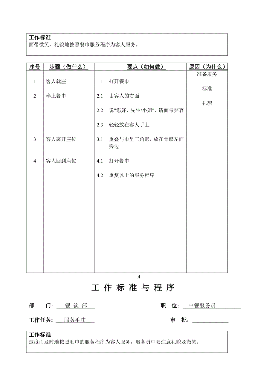 (餐饮管理)餐饮部工作标准与程序._第4页