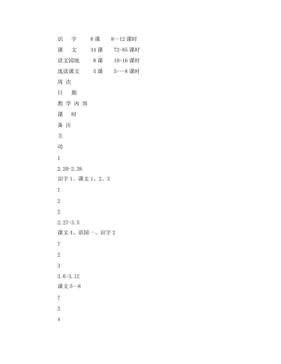 语文一年级下册学期教学计划(通用)_第5页