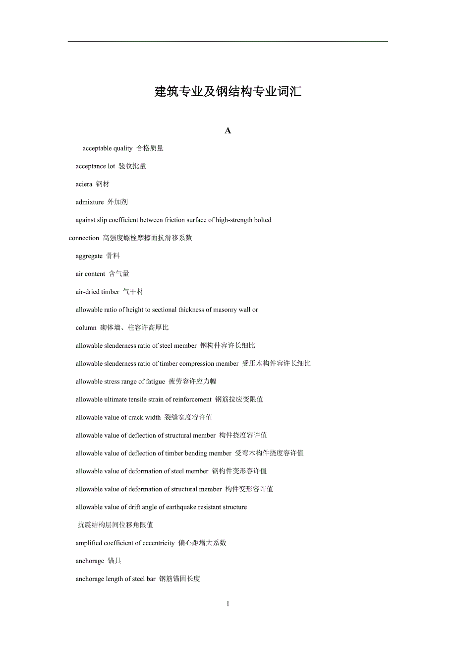(城乡、园林规划)建筑与钢结构专业词汇解析_第1页