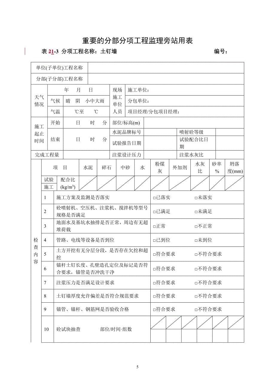 (工程监理)重要的分部分项工程监理旁站用表_第5页