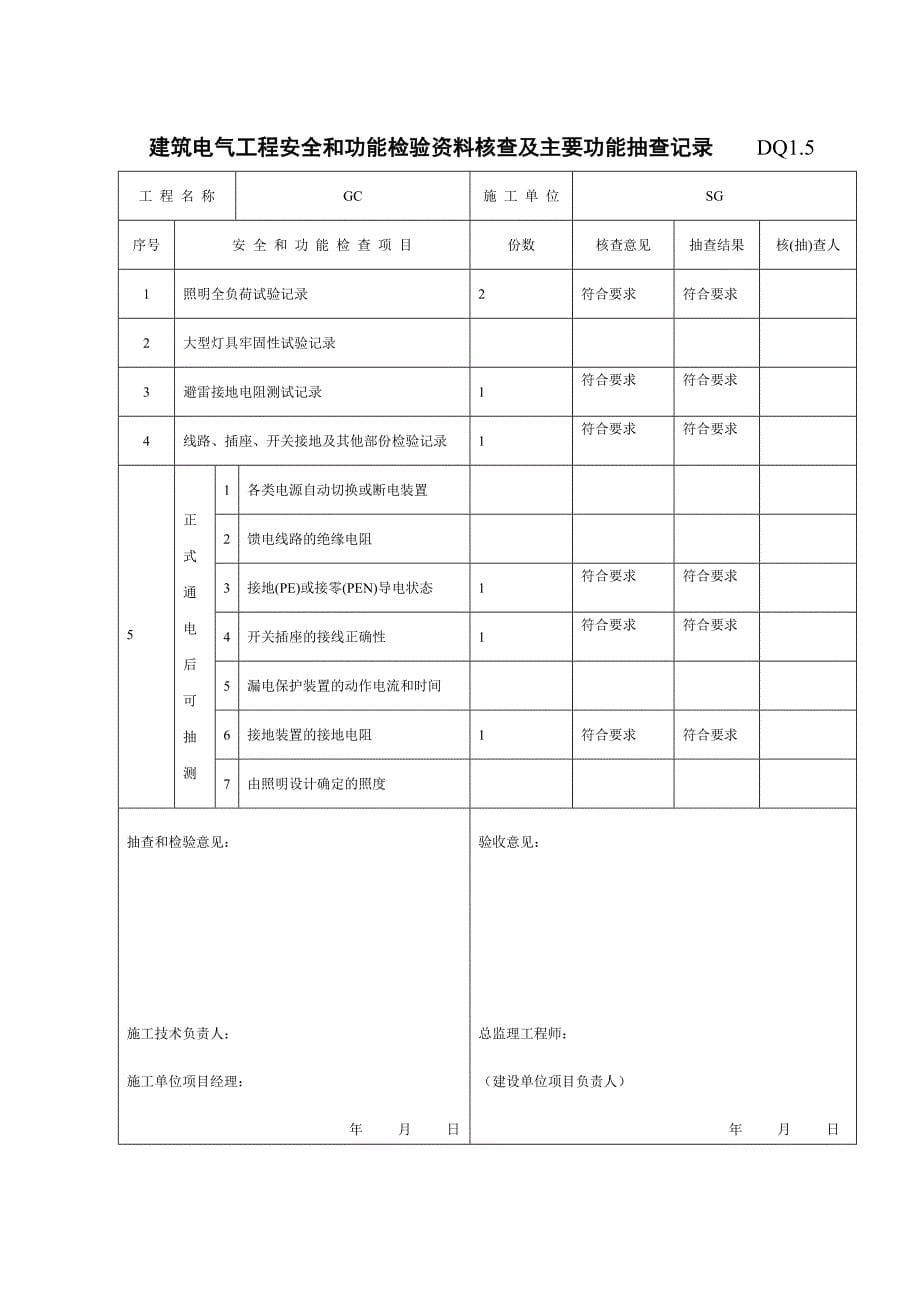 (电气工程)建筑电气单位工程概况表_第5页