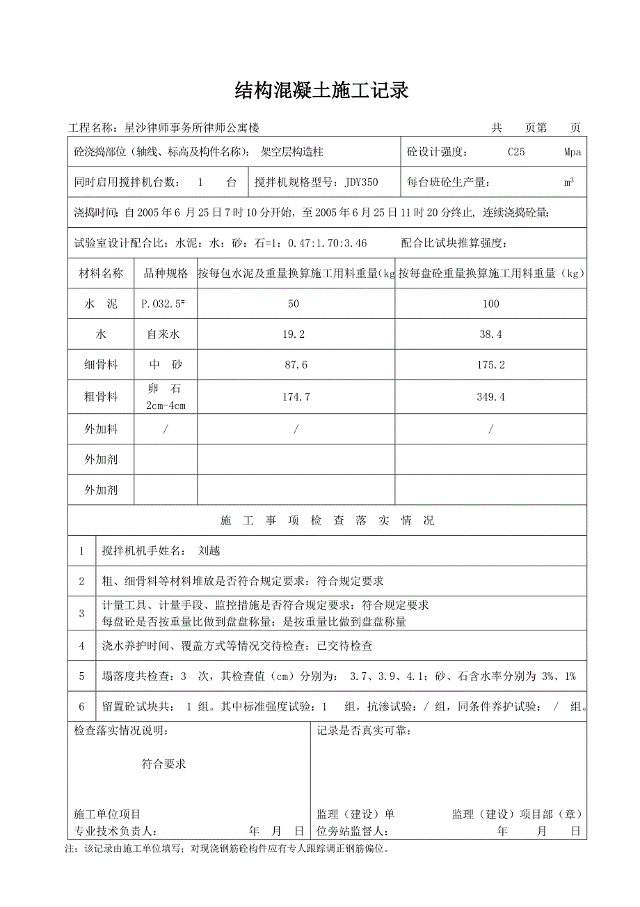 (城乡、园林规划)结构混凝土施工记录doc37页)_第2页