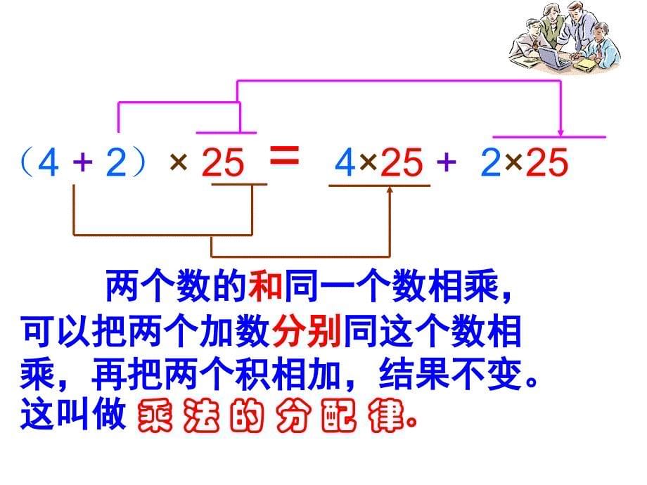 人教版四年级下册《乘法分配律》课件电子教案_第5页