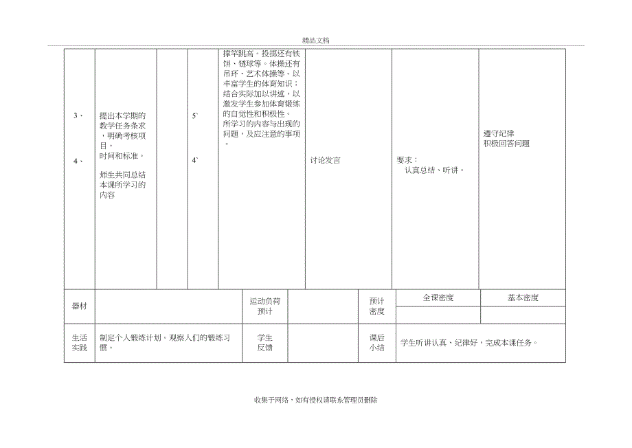 六年级上册体育教案(人教版)说课讲解_第3页