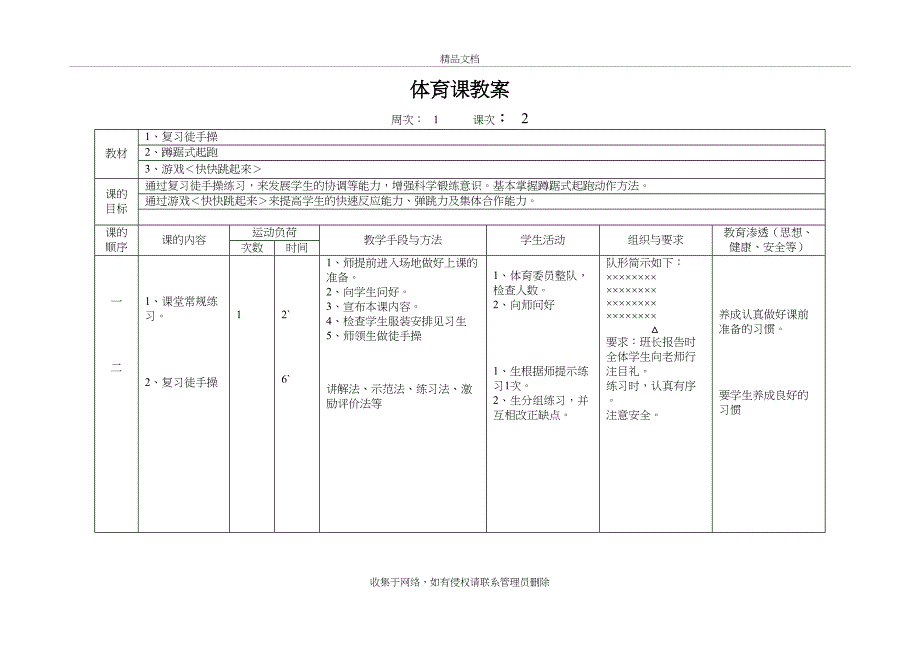 六年级上册体育教案(人教版)说课讲解_第4页