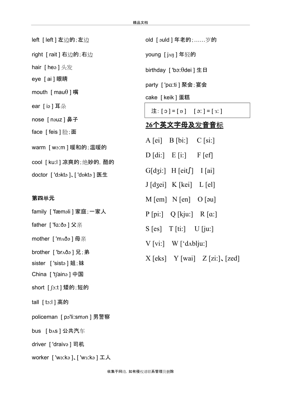 冀教版小学英语三年级上册单词表(带音标)培训讲学_第3页