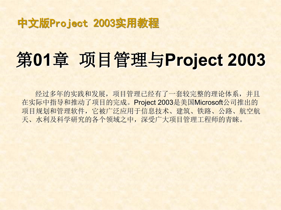 中文版Project2003适用教程甘特图制作很有价值教学教材_第1页