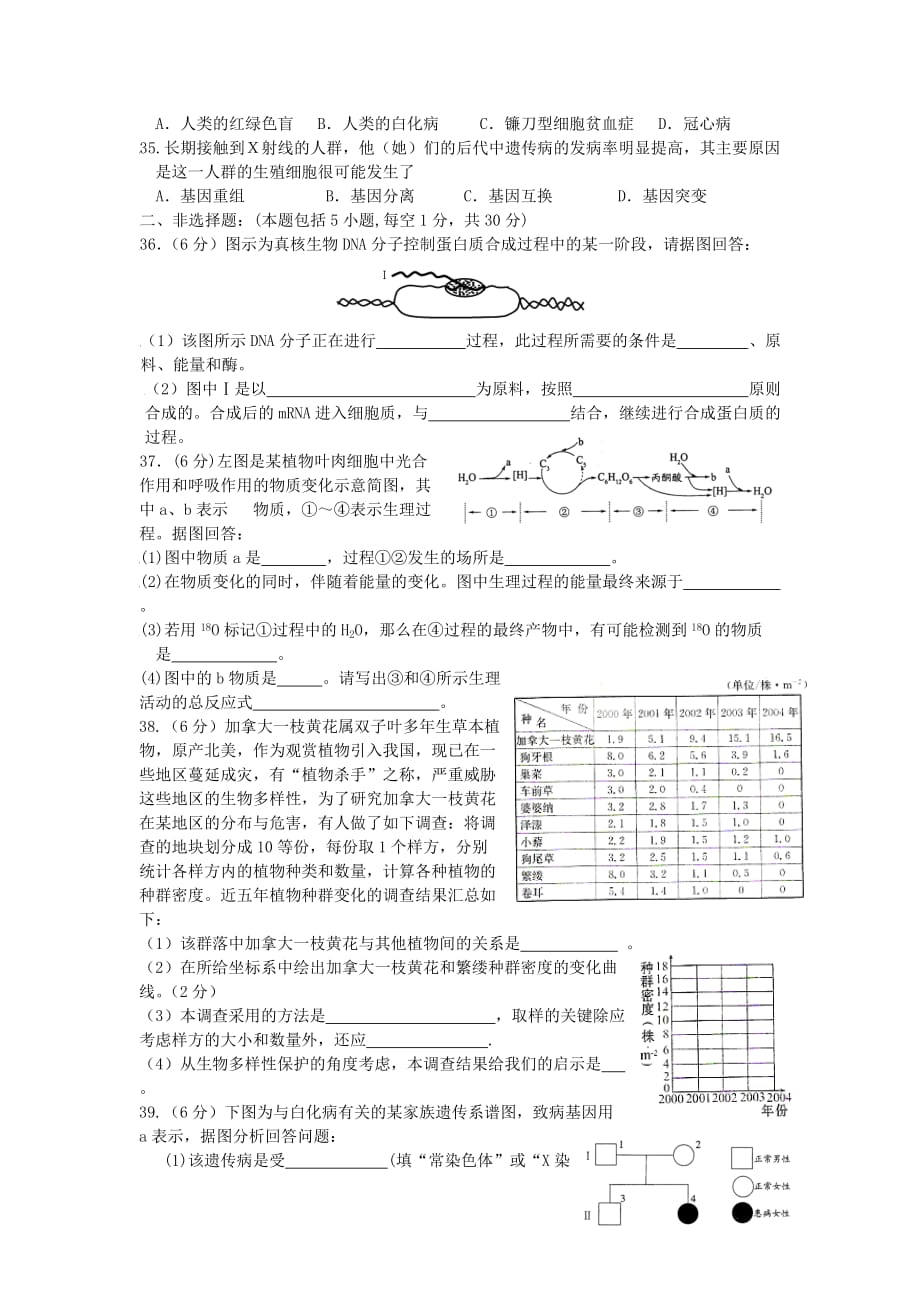 (生物科技)某某人教版生物测试模拟试卷_第4页