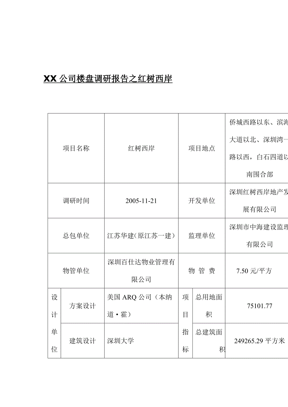 (房地产经营管理)某公司楼盘调研报告_第1页