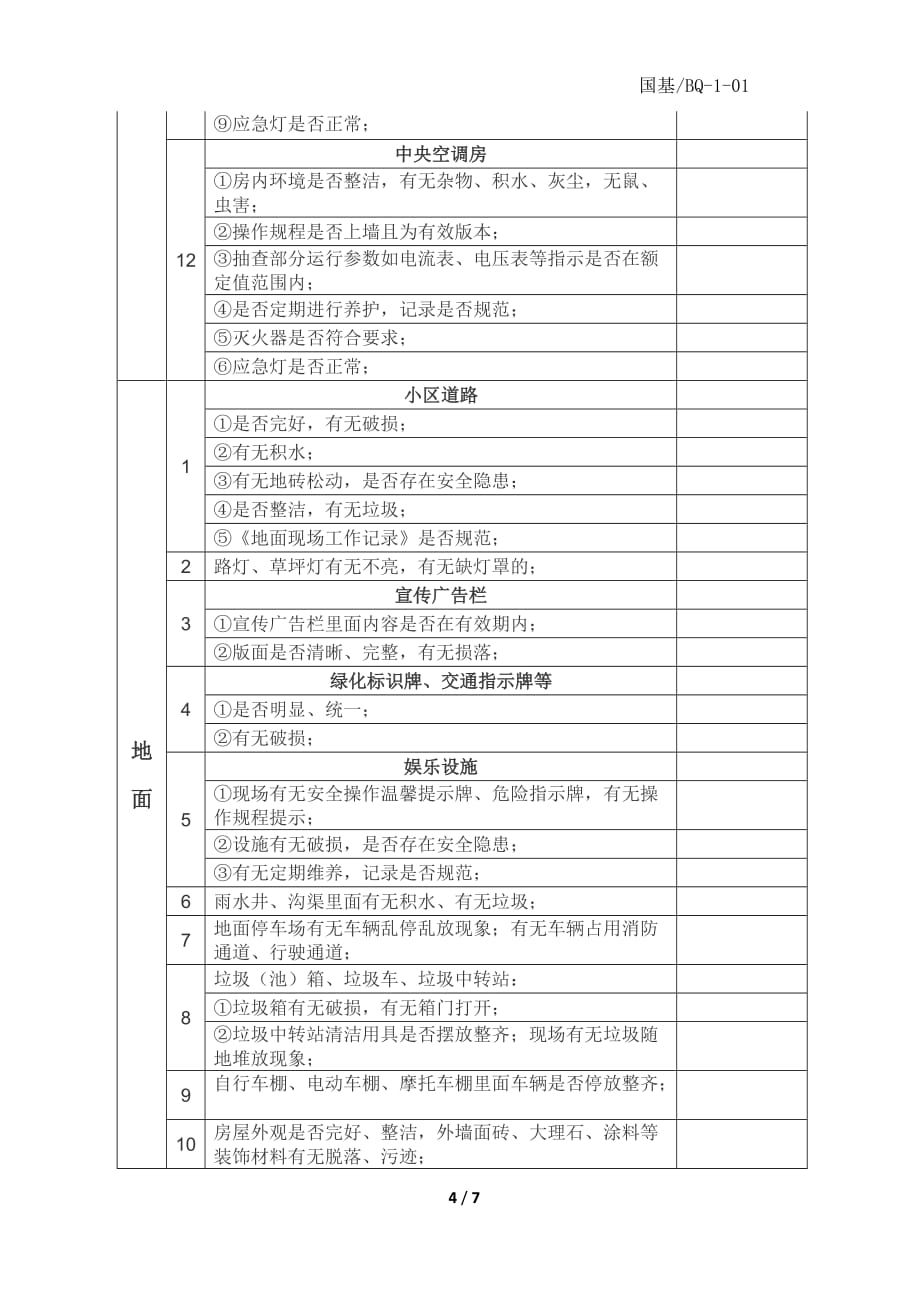 (物业管理)物业公司项目整改检查表_第4页