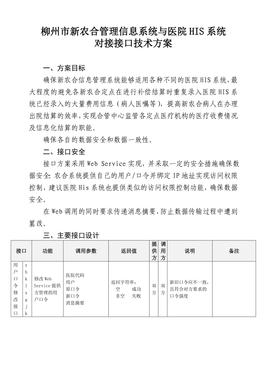 管理信息化新农合管理信息系统与医院系统对接接口技术方案_第1页