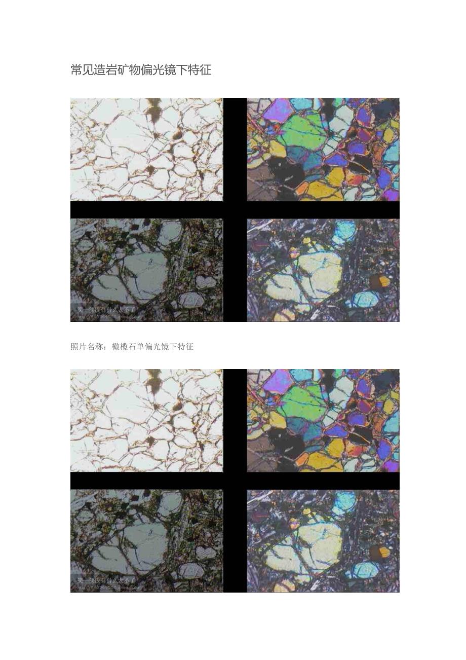 (冶金行业)常见的造岩矿物偏光镜下特征_第1页