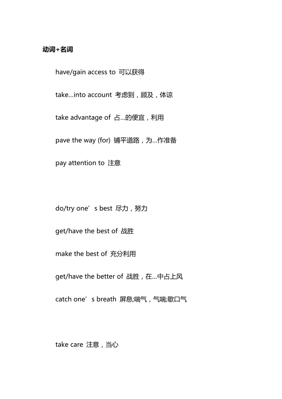 动词+名词(四级固定搭配).doc_第1页