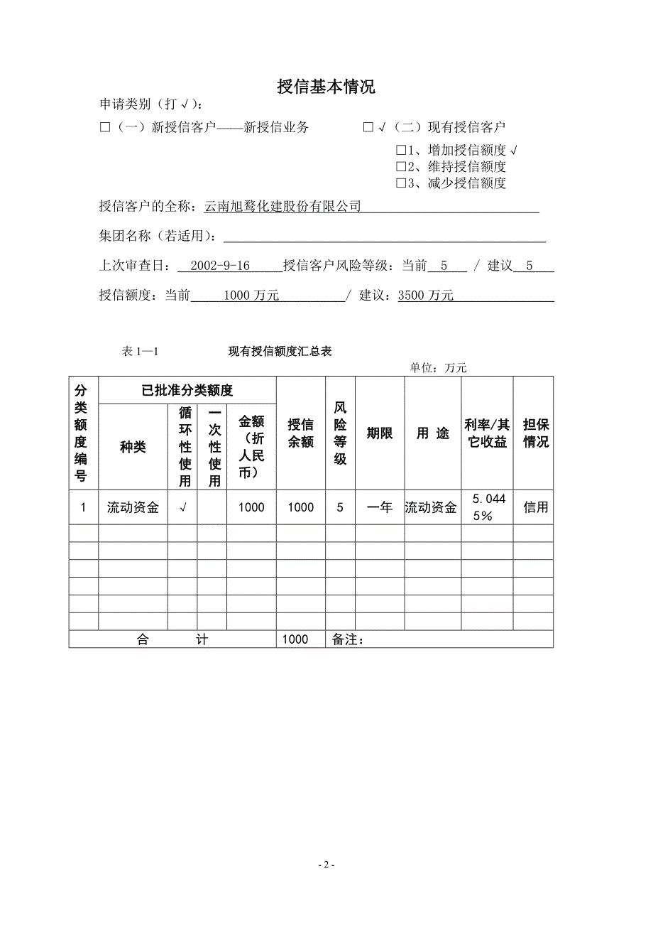 (交通运输)交通银行昆明分行客户授信申请书1)精品_第2页