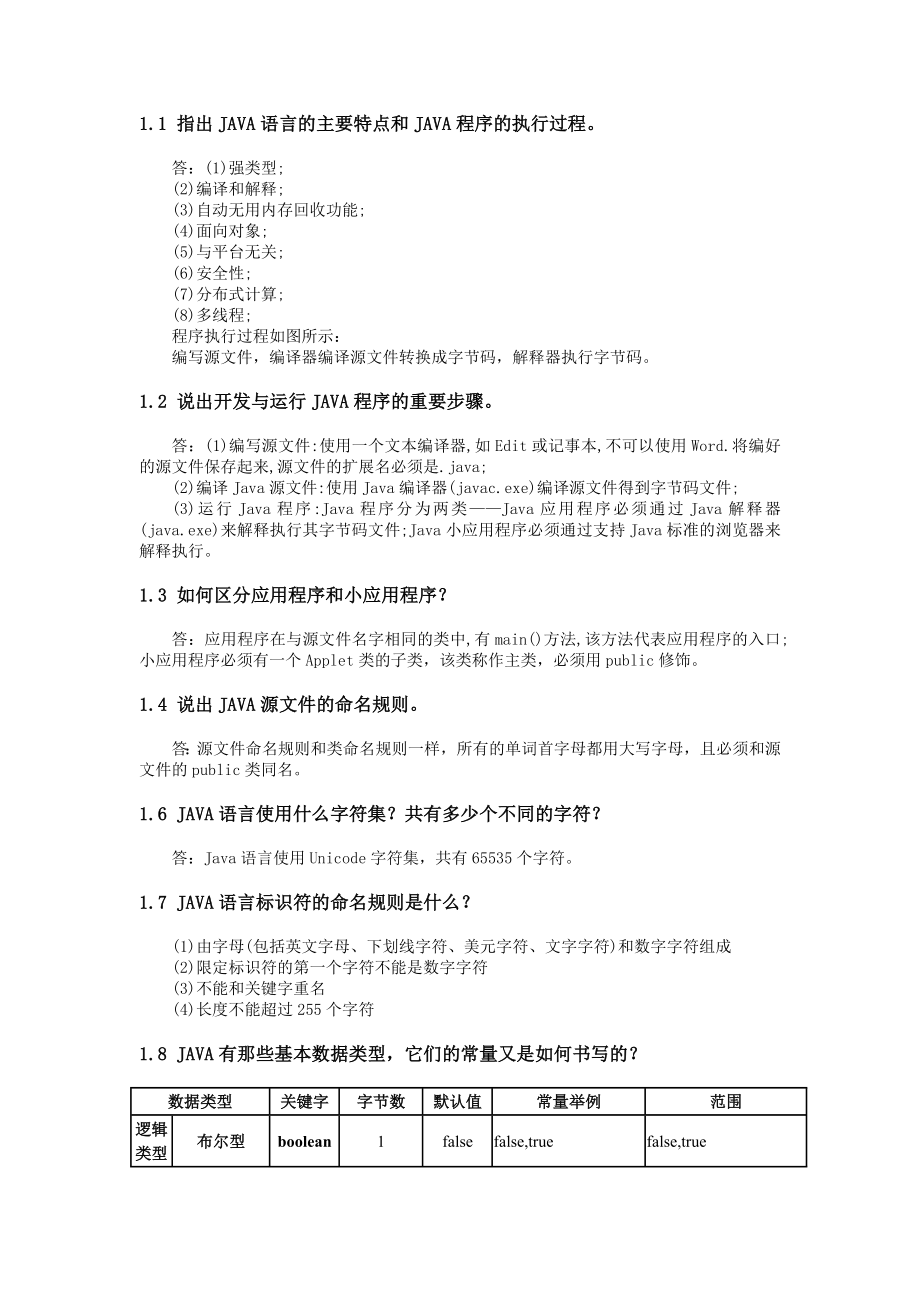 《Java语言程序设计(一)》课后习题答案全集.doc_第1页