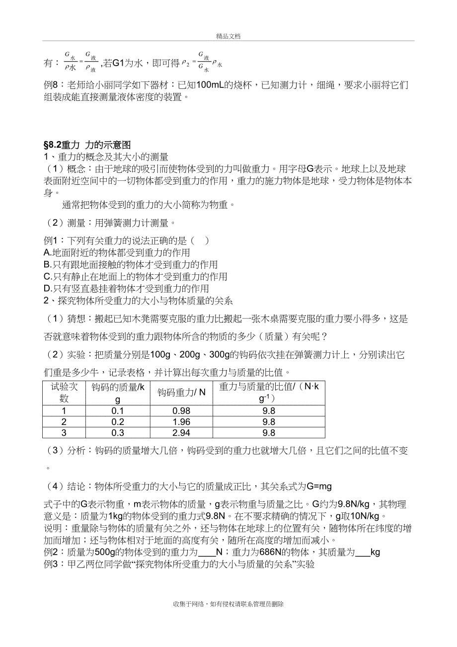 苏科版8年级物理下册第八章力 §8.1~8.4知识点总结教学内容_第5页