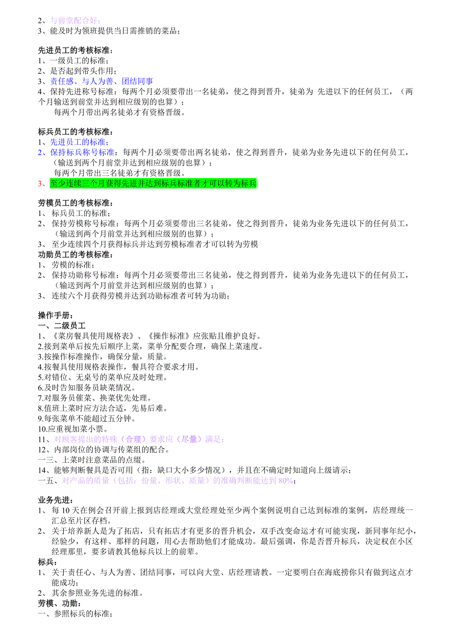 (餐饮管理)某餐饮公司后堂员工标准概述.._第2页
