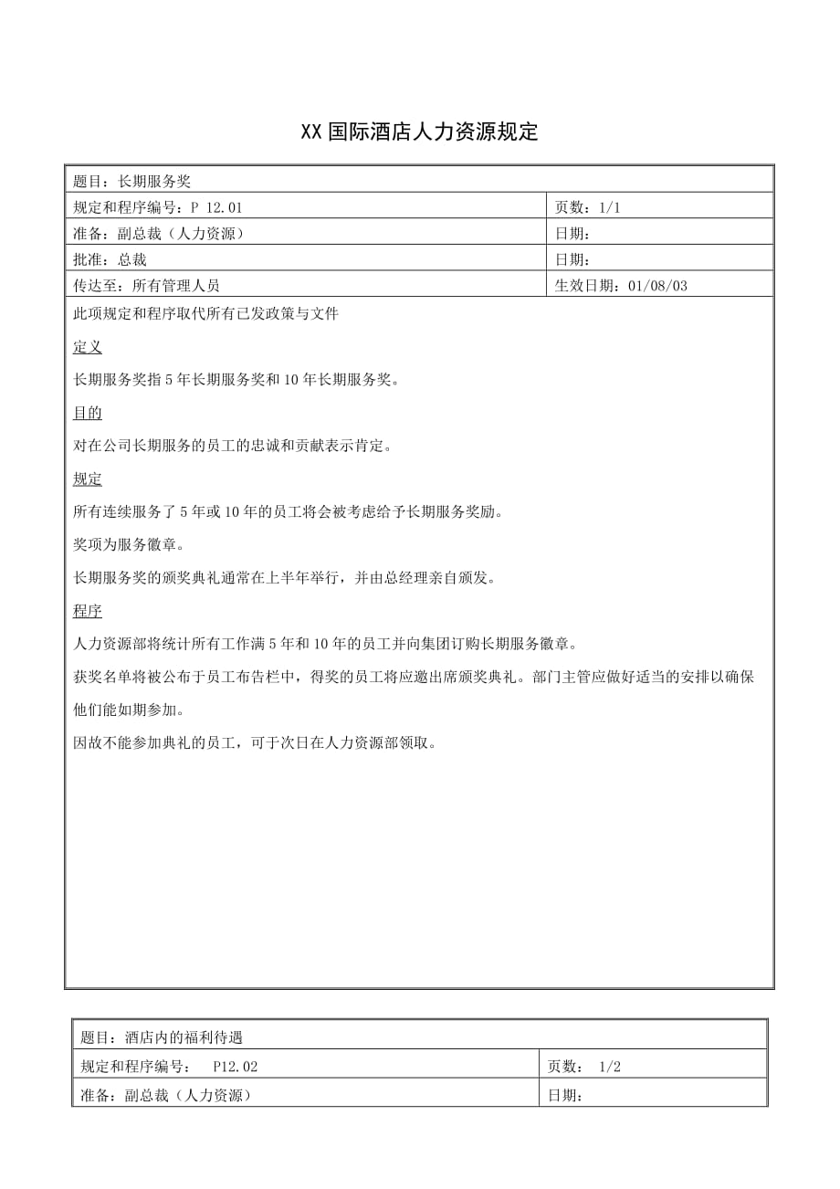 (酒类资料)某某国际酒店人力资源规定_第1页