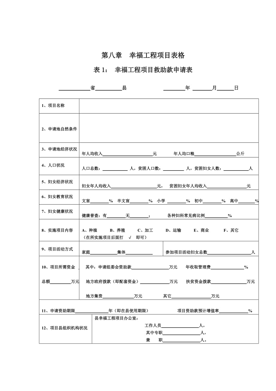 (工程制度与表格)幸福工程项目表格精品_第1页