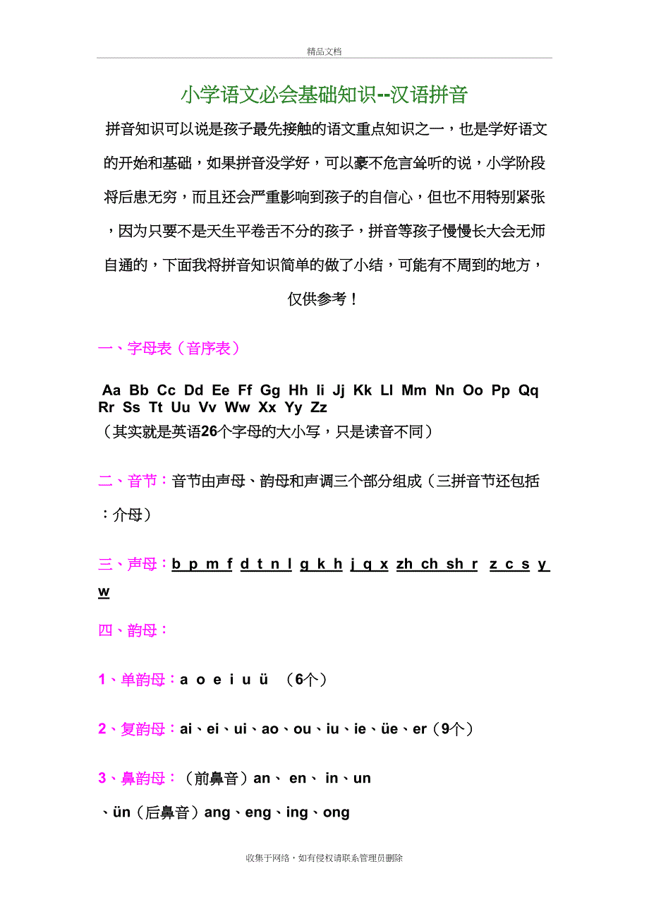 小学语文必会基础知识--汉语拼音讲课讲稿_第2页