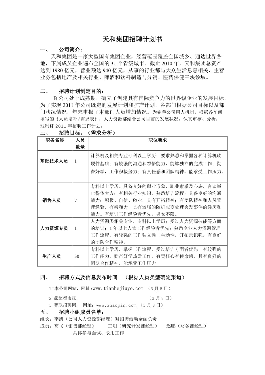 天和集团招聘计划书.doc_第1页