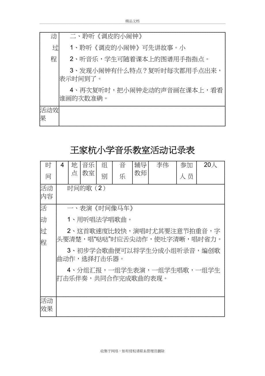 王家杭小学音乐教室活动记录表电子教案_第5页