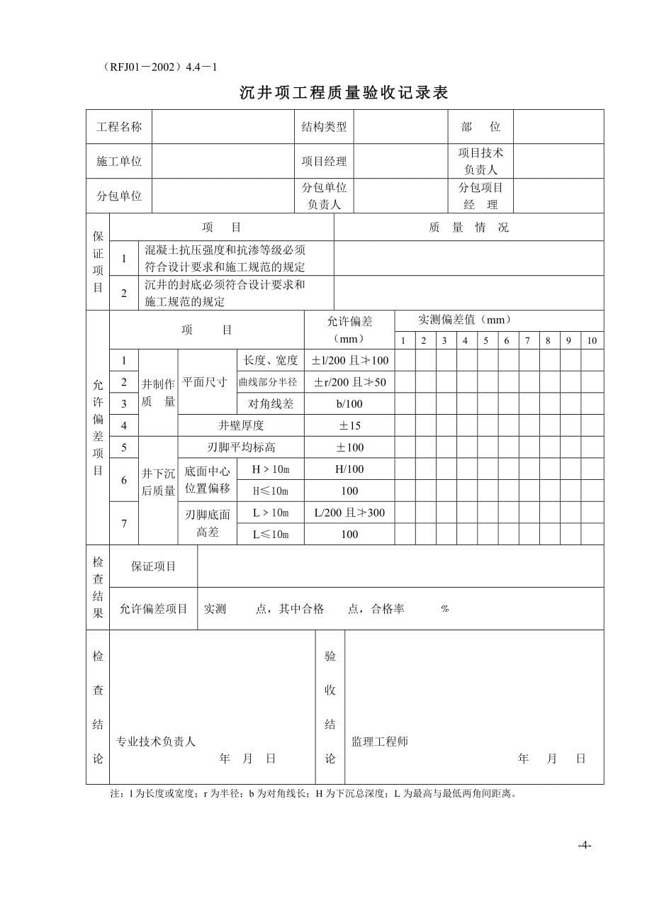 (工程制度与表格)人民防空工程施工检验批表格样本_第5页