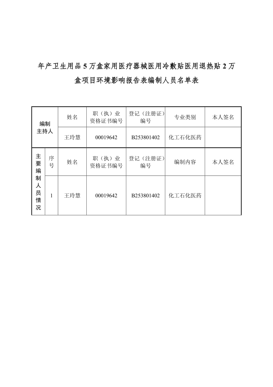 年产卫生用品5万盒家用医疗器械医用冷敷贴医用退热贴2万盒.doc_第1页