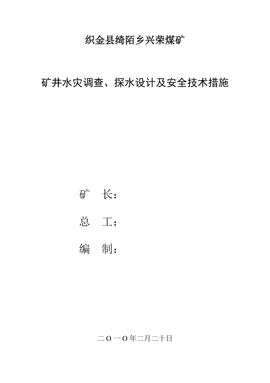 (冶金行业)矿井水灾调查探水设计及安全技术措施精品_第1页