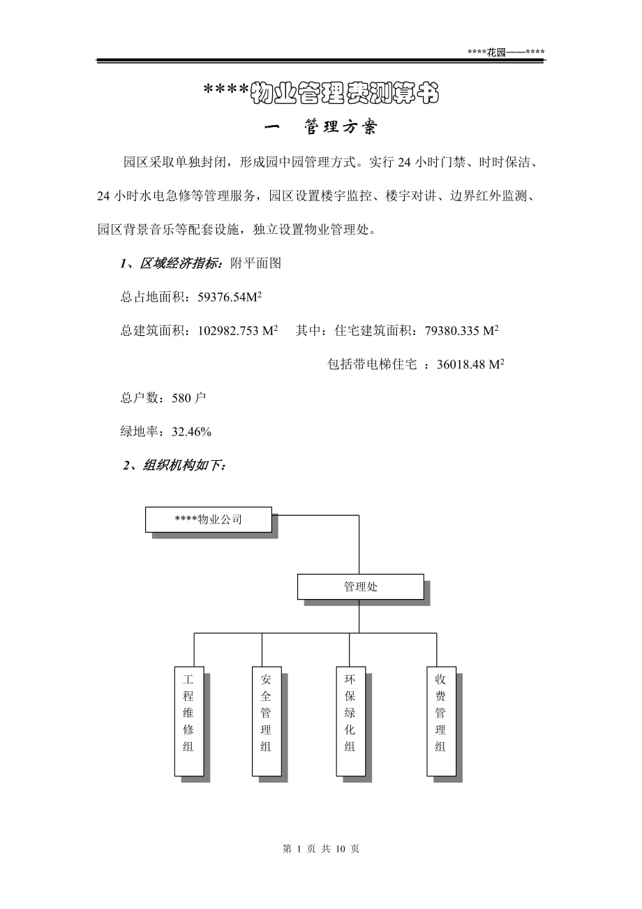 (物业管理)物业费测算精品_第1页