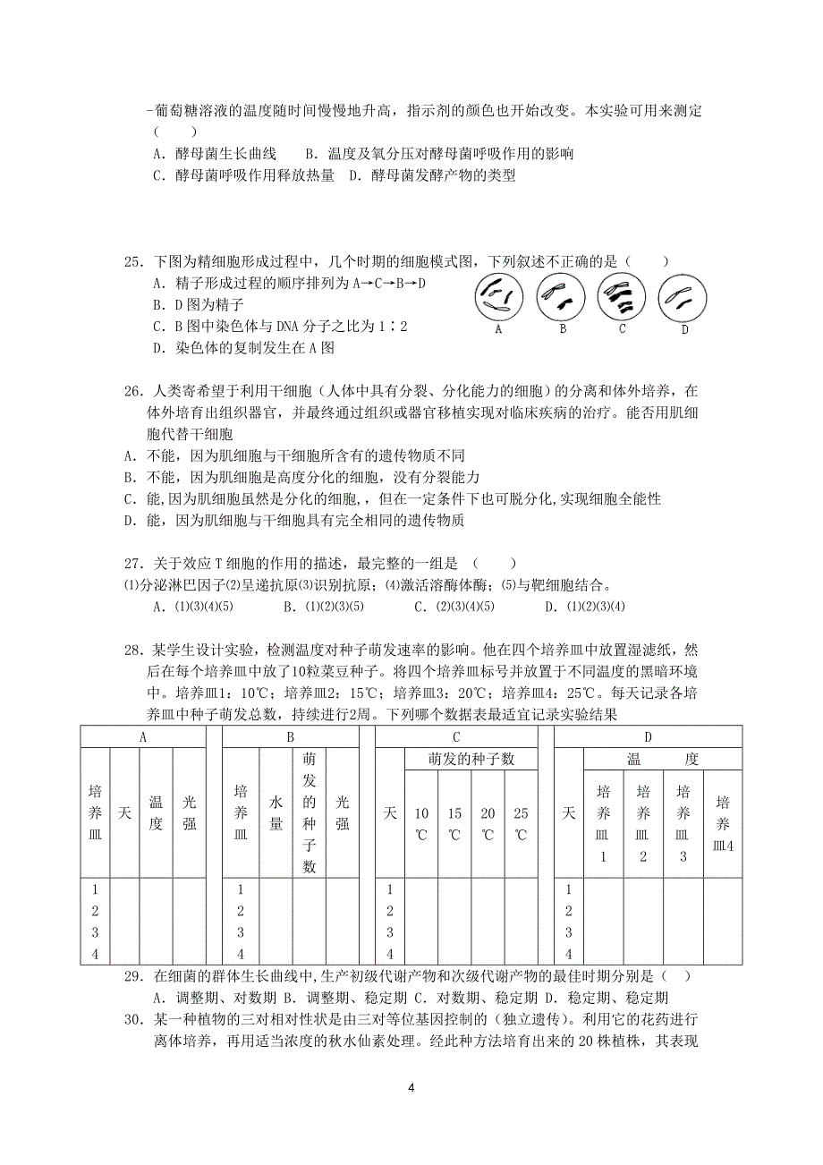 (生物科技)生物选择题大全二精品_第4页