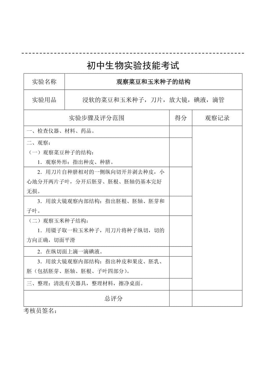 (生物科技)初中生物实验技能考试精品_第5页