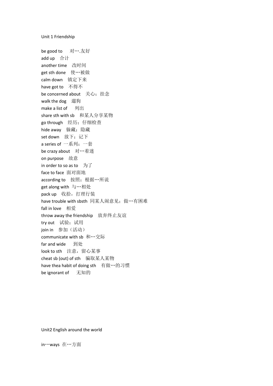 高一英语必修1短语总结.doc_第1页