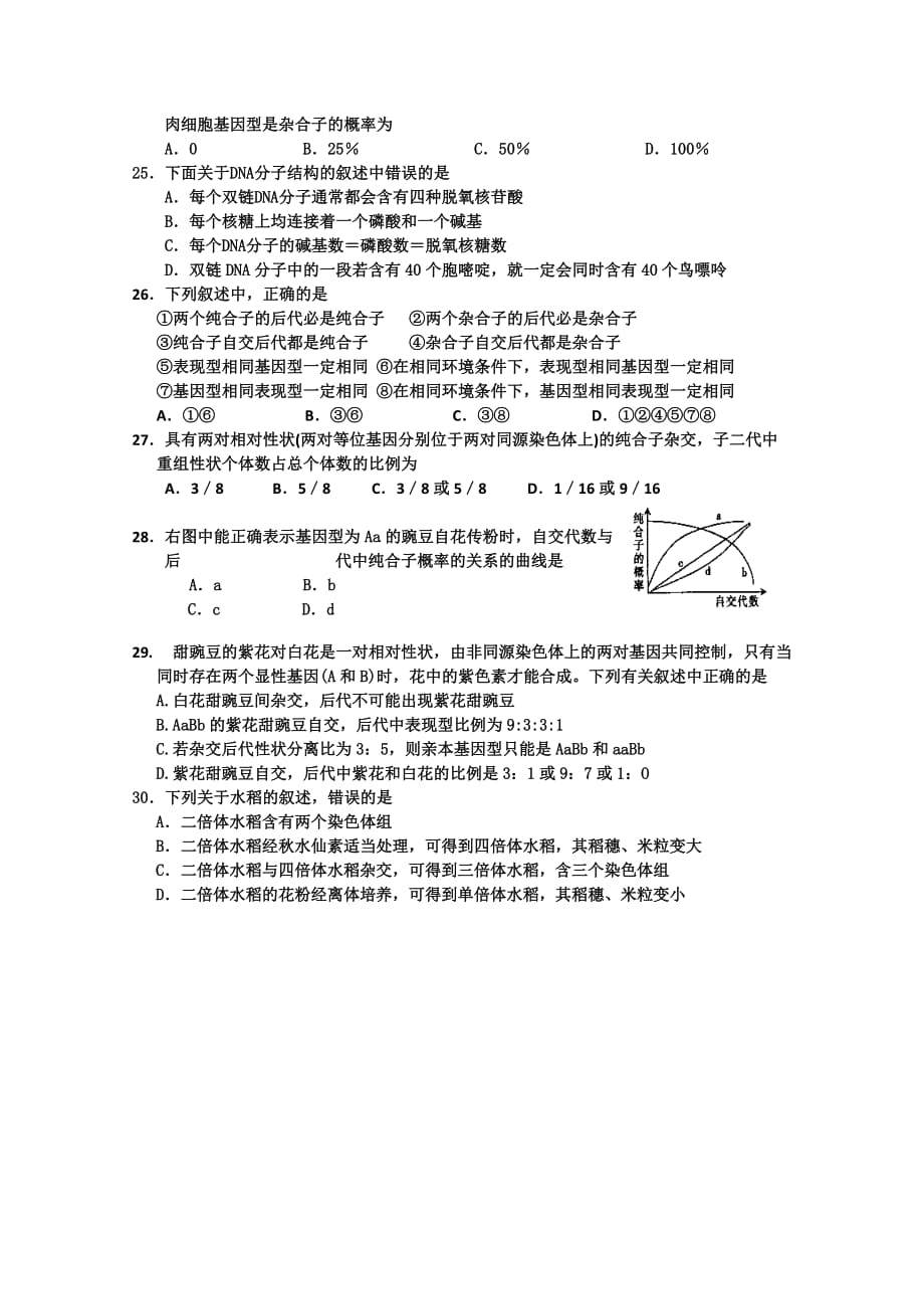 (生物科技)高二质量检测生物试题精品_第4页