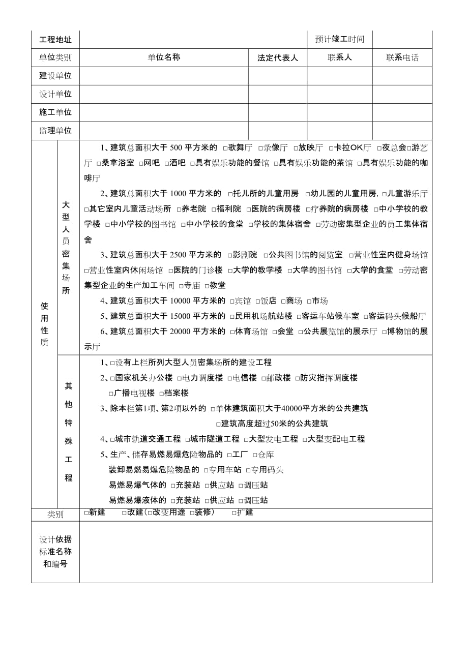 (工程设计)建设工程消防设计审核申报表武汉高校消防宣传网精品_第3页