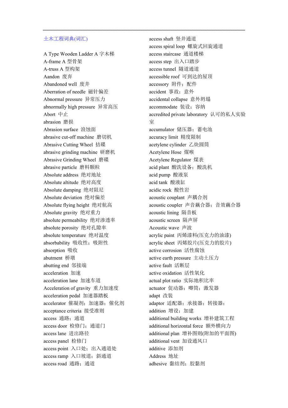 (城乡、园林规划)土木工程词典词汇)1)精品_第1页