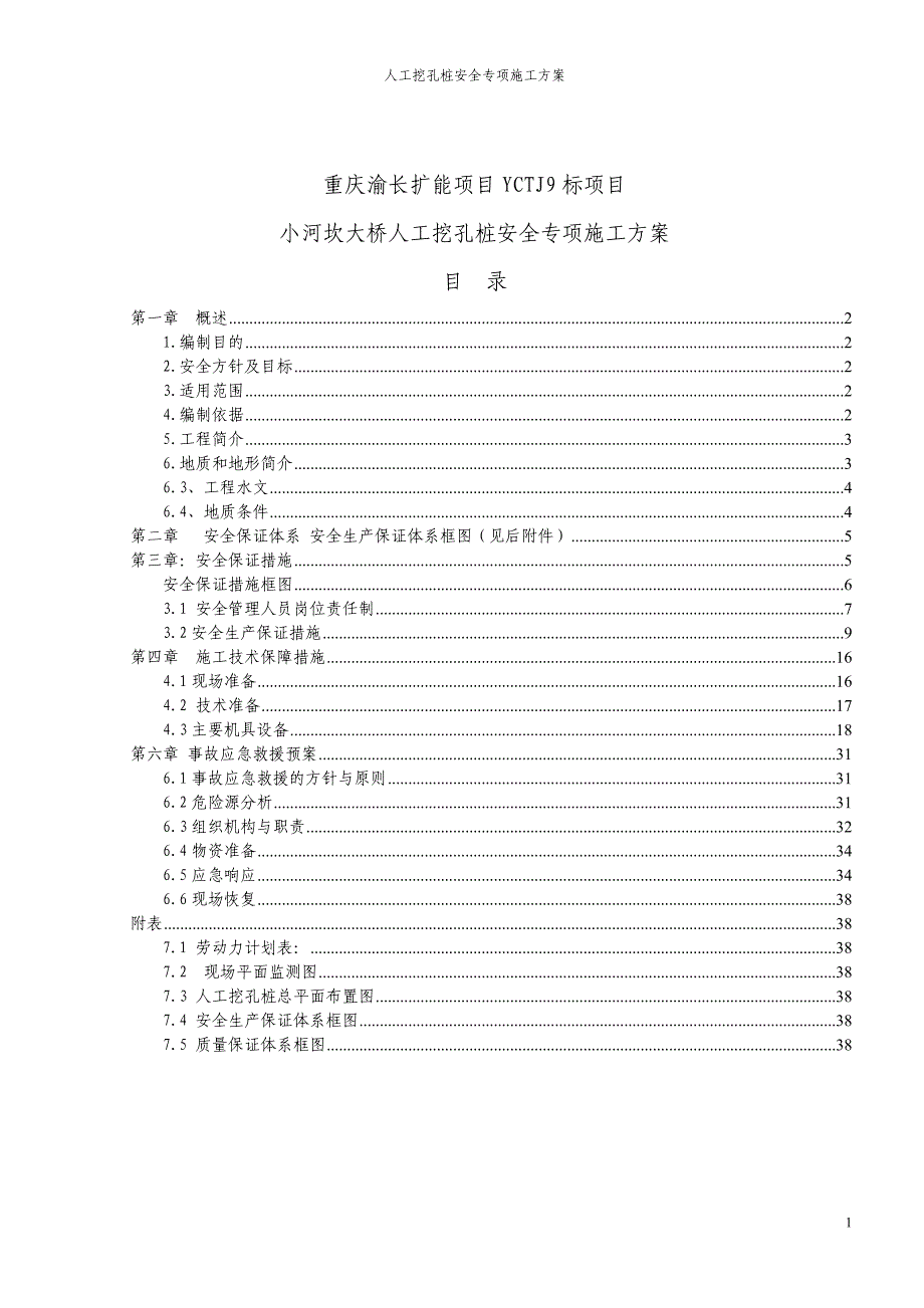 (工程安全)小河坎大桥人工挖孔桩安全专项施工方案讲义精品_第1页