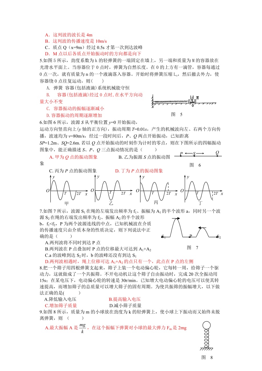 (机械行业)机械振动与机械波检测题精品_第2页