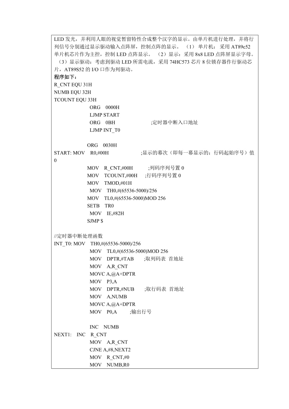 基于单片机的LED点阵显示屏的设计报告.doc_第4页