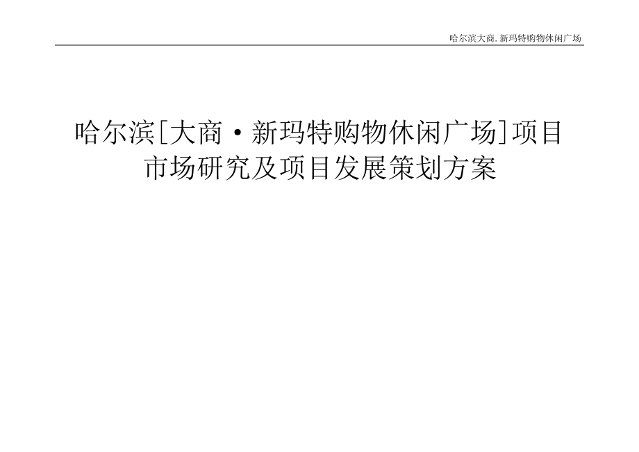 (房地产策划)大商集团哈尔滨新玛特商业地产项目市场研究及项目发展策划175页精品_第1页