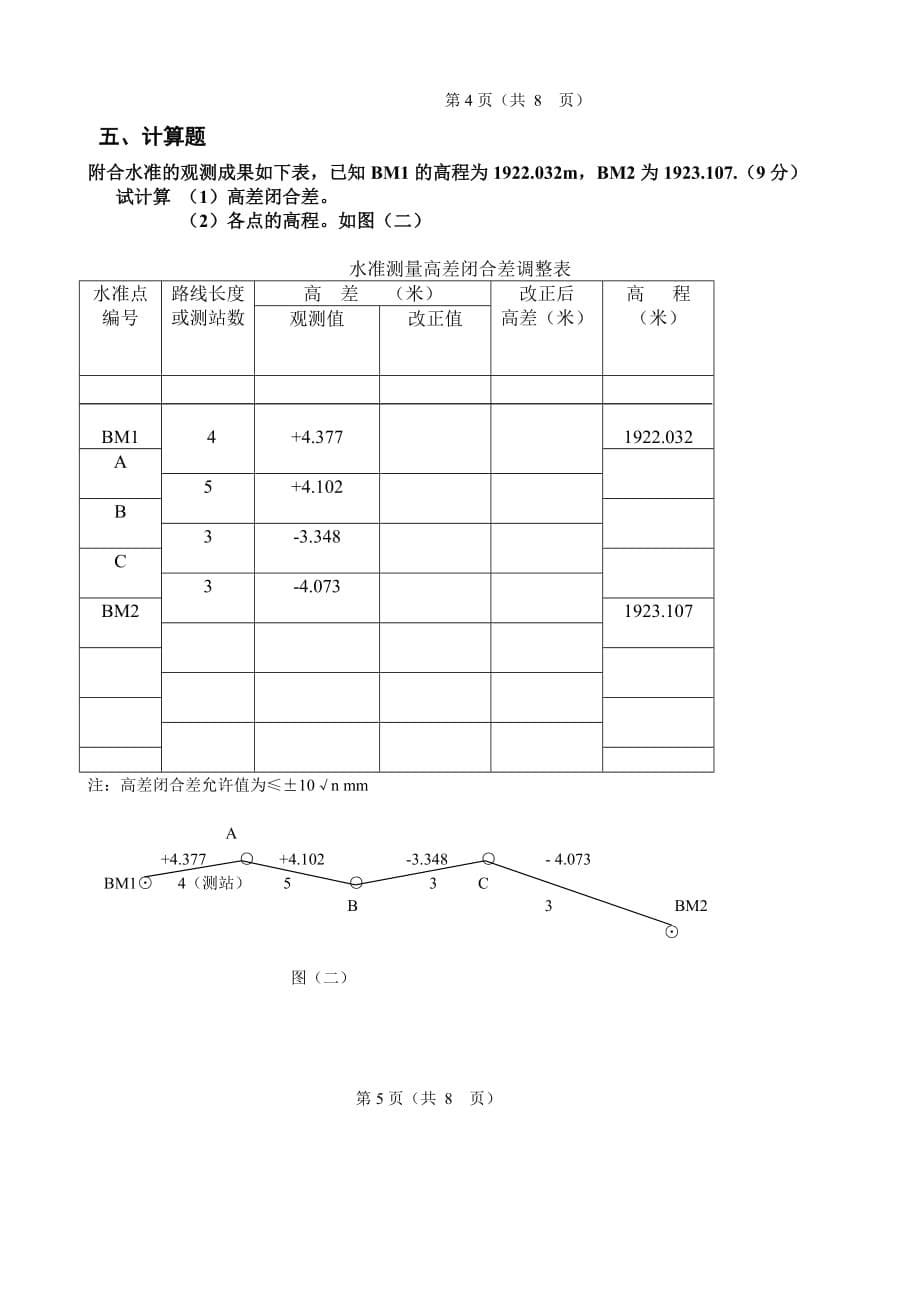 (水利工程)10水利工程测量函授期终试题A卷精品_第5页