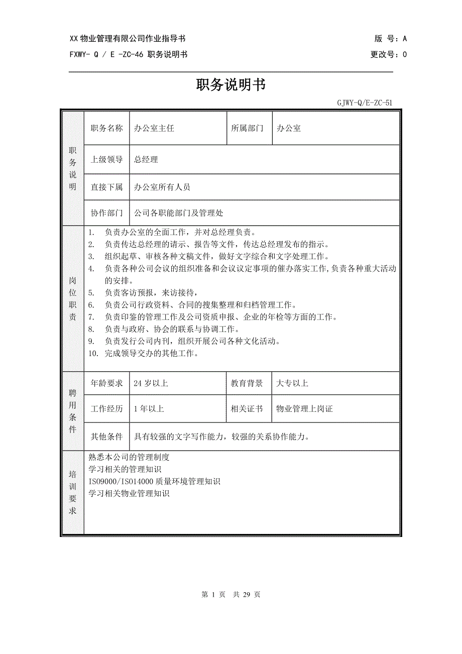 (物业管理)物业公司各岗位任职要求及岗位职责精品_第1页